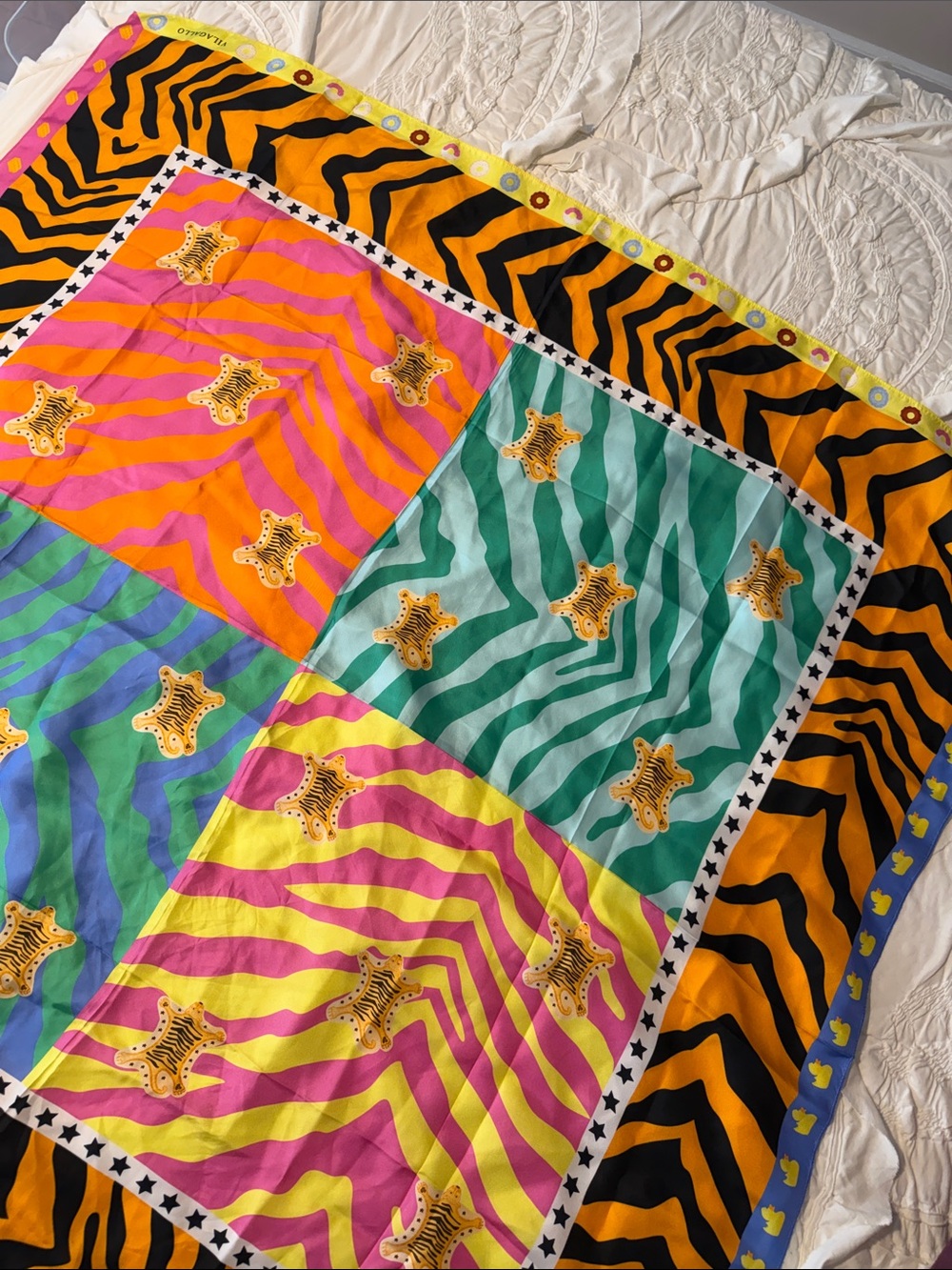 Vilagallo Sumatra Silk Scarf Multicolor Animal Print